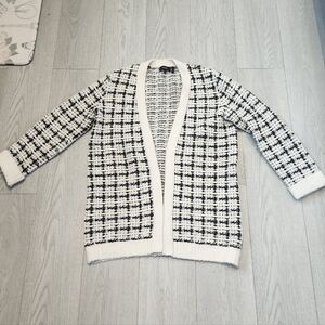 Theory Black and White Checkered Cardigan